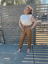 Load image into Gallery viewer, City Girl PU Joggers- Camel
