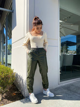 Load image into Gallery viewer, City Girl PU Joggers- Olive
